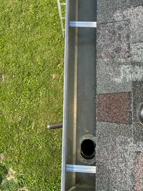 Clean gutter with downspout clear